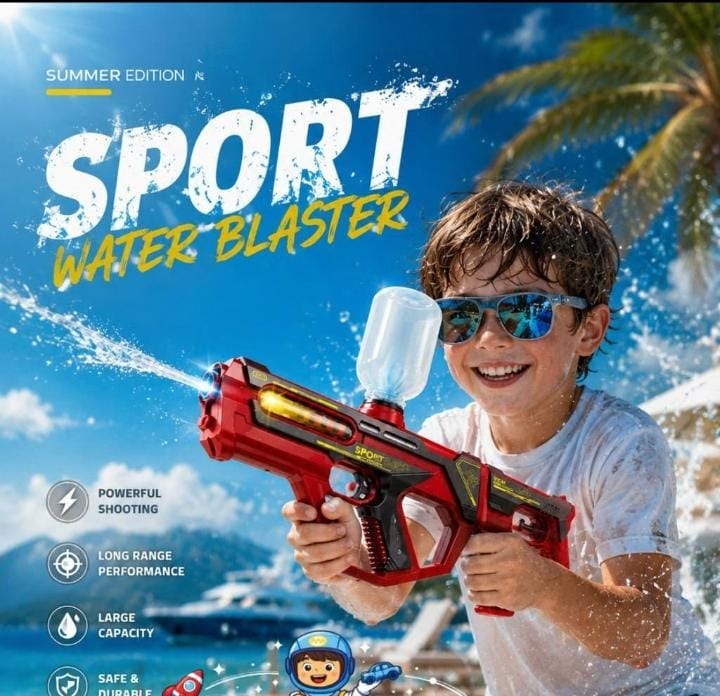 مسدس مياه كهربائي أوتوماتيكي 2 في 1 (Sport Water Blaster)، وهو مصمم للألعاب المائية والأنشطة الخارجية الصيفية