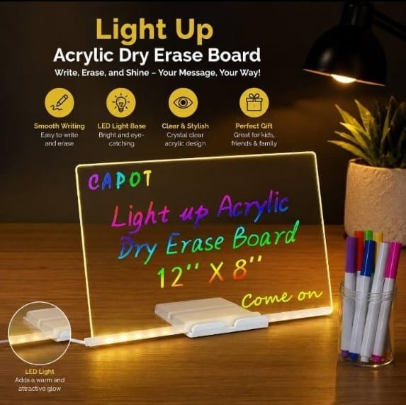 Light-Up Acrylic Dry-Erase Message Board