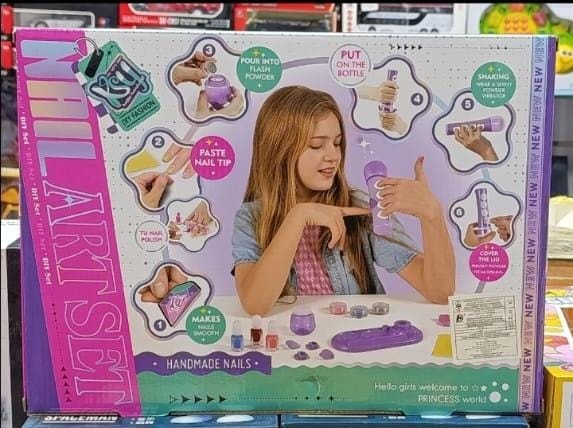 مجموعة تصميم ورش الأظافر الجليتر للأطفال Nail Art Set