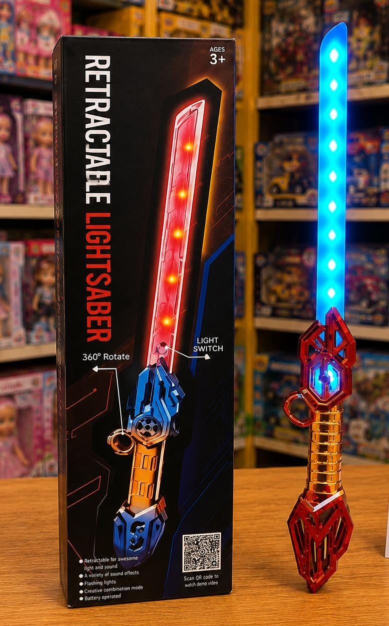 لعبة سيف فضائي ضوئي تلسكوبي قابل للسحب (Retractable Lightsaber